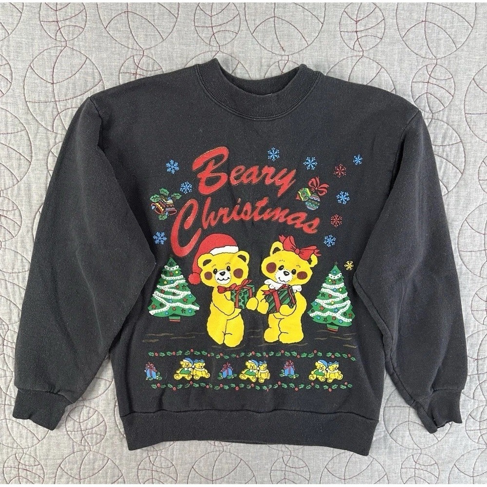 VTG‎ 90s "Beary Christmas" Teddy Bear Christmas Sweatshirt Crew / Women's Small